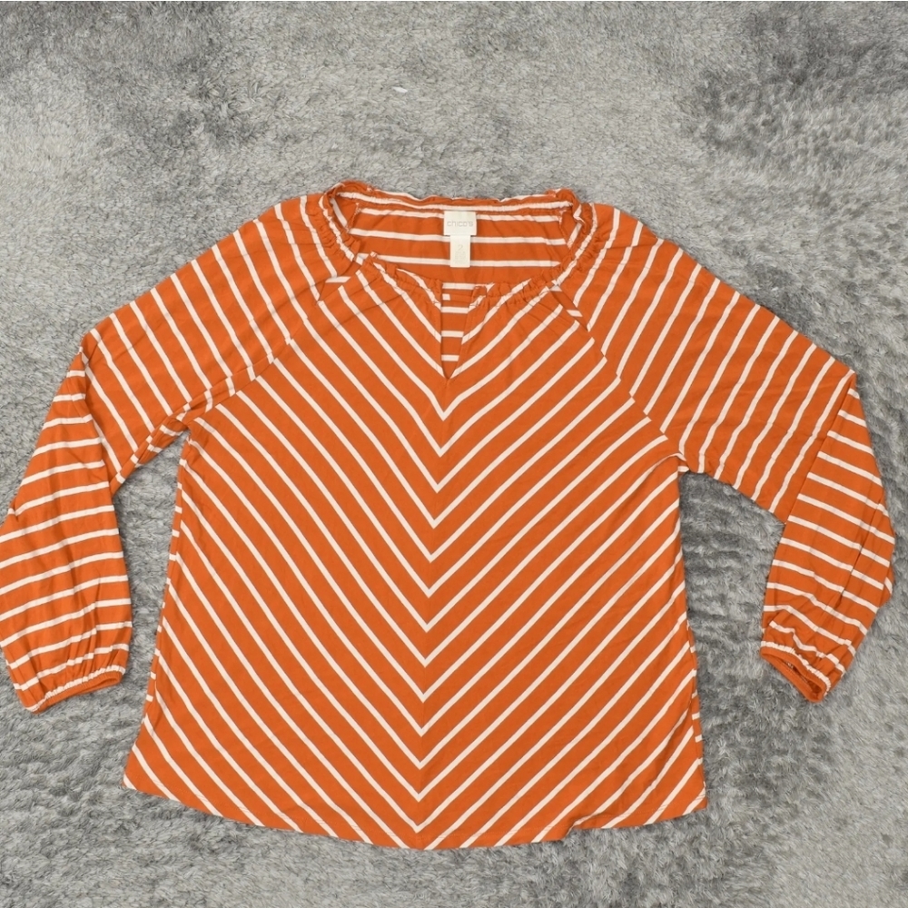 Chico's top, size 2(L), orange and white stripe.